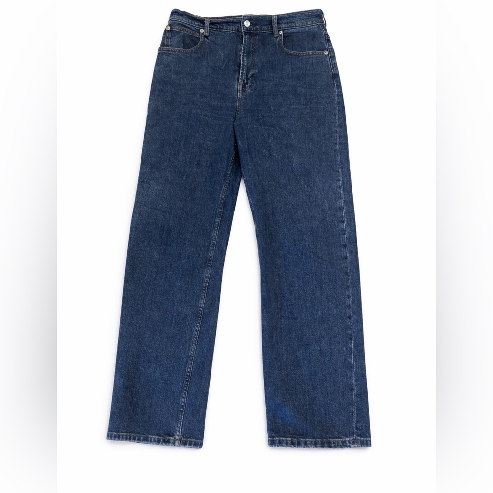 Everlane High-Rise Wide-Leg Jeans in Dark Blue Denim